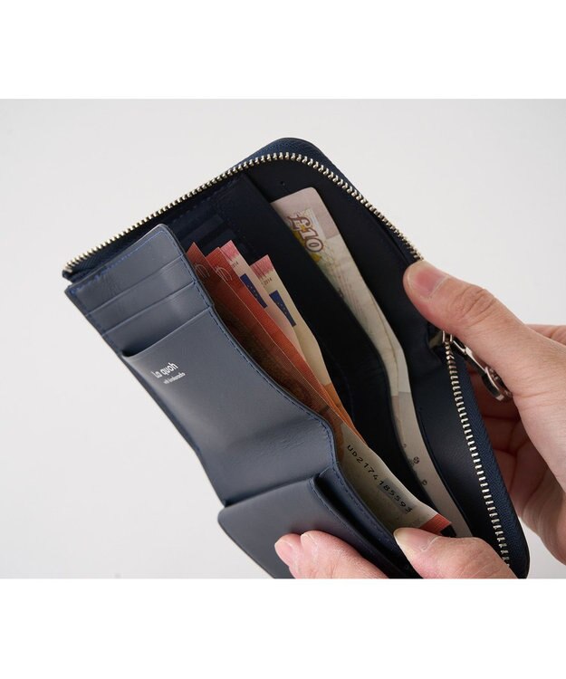 MIYABIYA La quoh with kirakaracho 南蛮七宝アルチザンレザー ミニL字ファスナー財布 瑠璃紺（ネイビー）