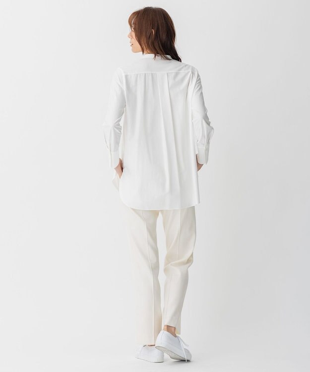 自由区 【洗える】ストレッチシャーティング ブザムシャツ アイボリー系