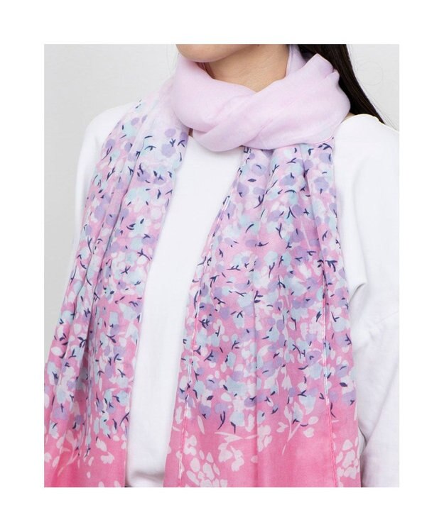 UNBILLION カシュネ cache nez / フラワーボーダー柄プリントストール ピンク
