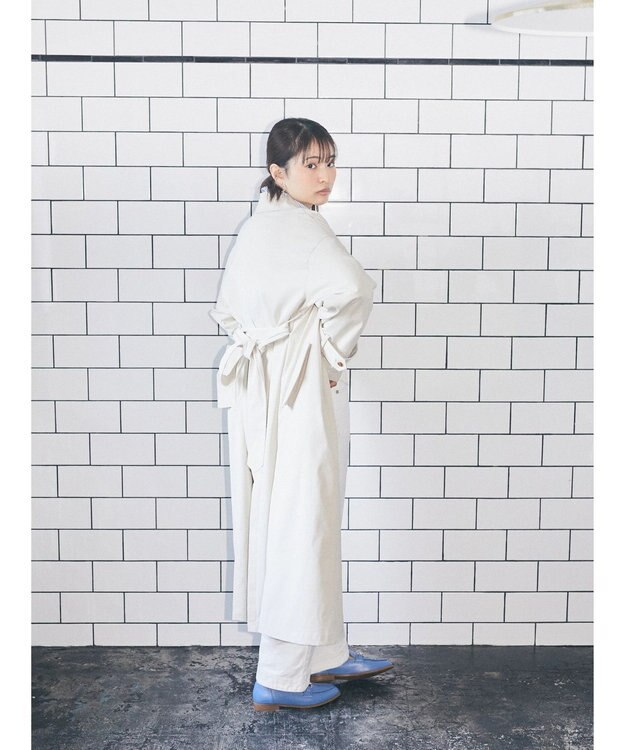 earth music&ecology 着流しロングトレンチ Ecru