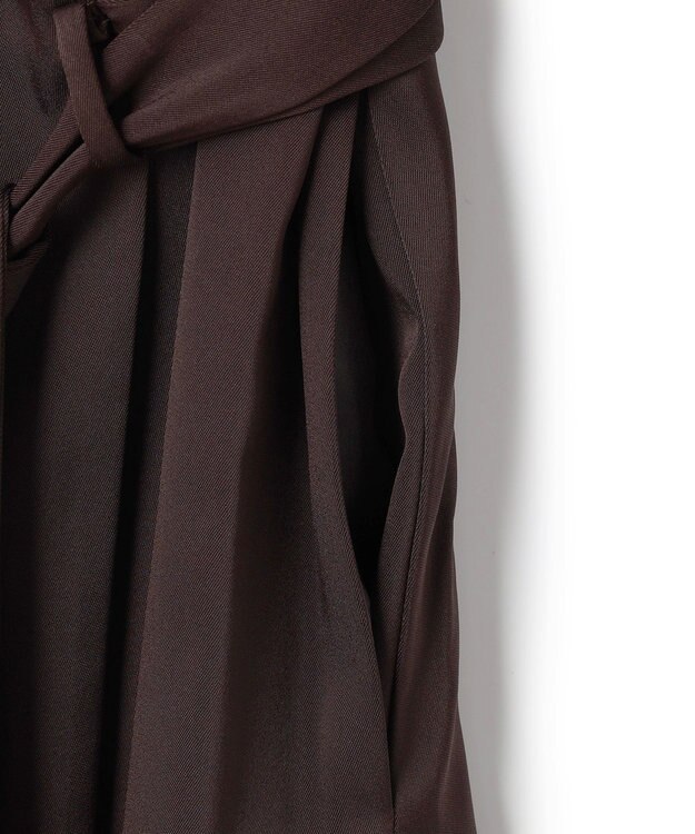 ICB L 【洗える】ストレッチダブルサテン テーラーカラー ラップワンピース ダークブラウン系