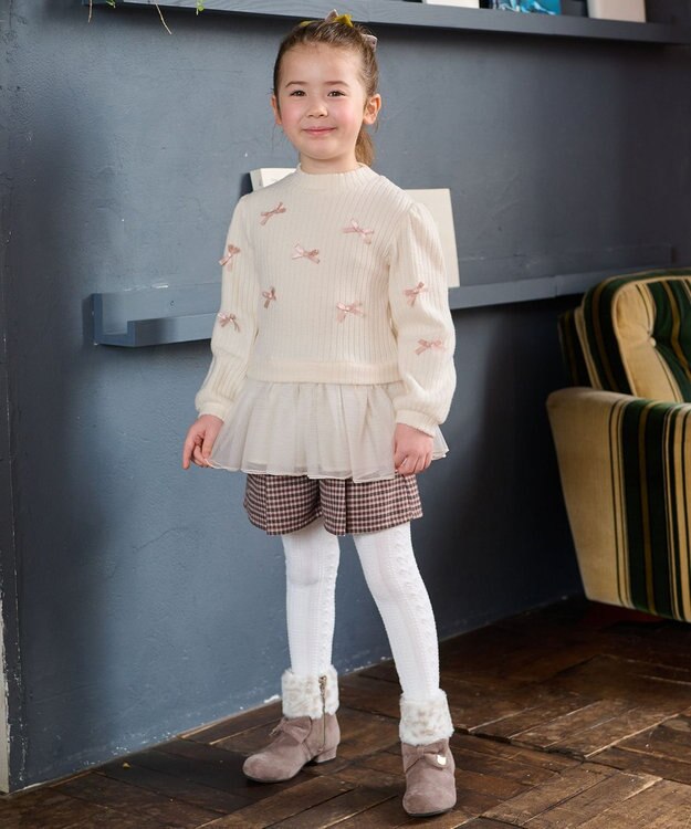 ANY KIDS チェックショートパンツ ブラウン