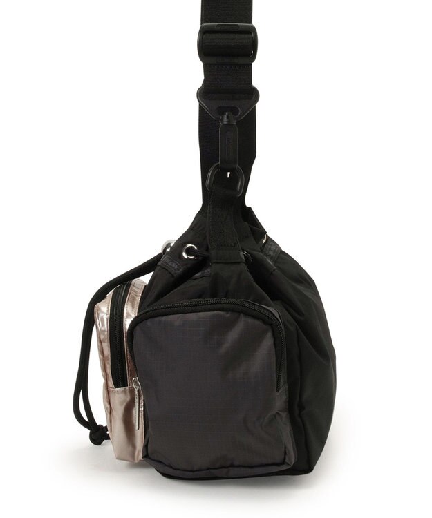 LeSportsac CONV DRAWSTRING CRSSBDY/ブラック/ローズゴールドシャイン/ピンク ブラック/ローズゴールドシャイン/ピンク