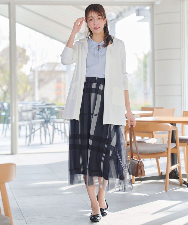 Tiaclasse L 【おのののかさん着用】「サマケア 」フード付きカットソーロングカーディガン オフホワイト