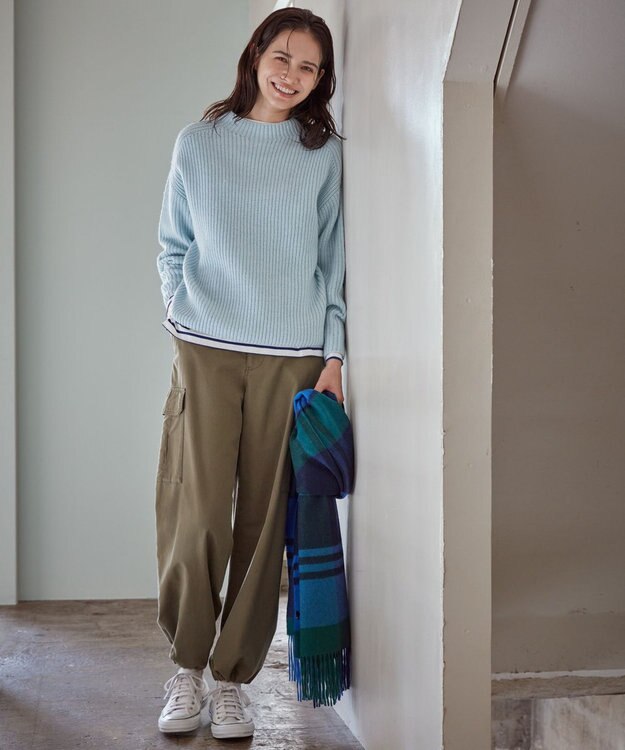 23区 【SLOW/一部店舗限定】ウールナイロン ニット サックスブルー系