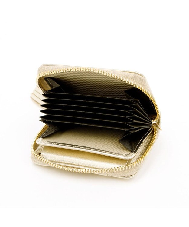 UNBILLION ペルケ perche / ドット型押し・ジャバラチャームウォレットショルダー ゴールド