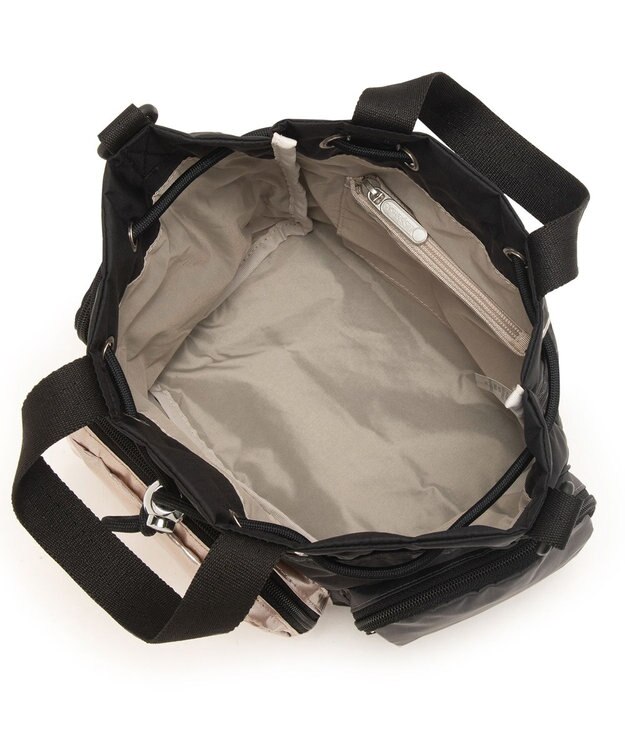 LeSportsac CONV DRAWSTRING CRSSBDY/ブラック/ローズゴールドシャイン/ピンク ブラック/ローズゴールドシャイン/ピンク