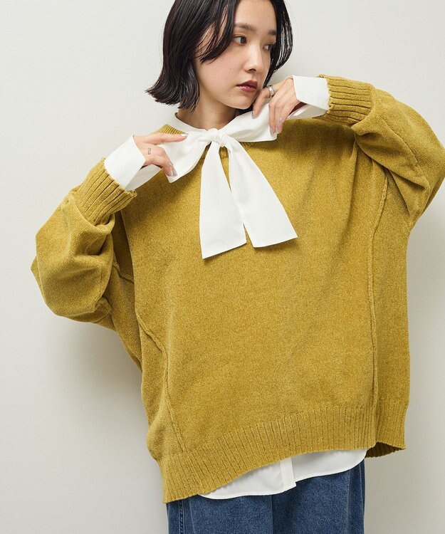 Green Parks リラックスモールニットチュニック Lime Green