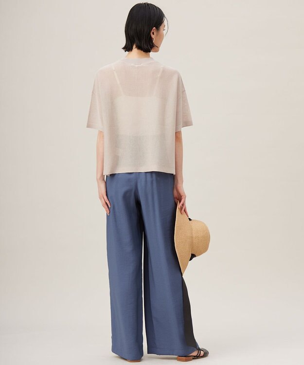 自由区 【アンサンブル対応・洗える】ドライシアーファインゲージクロップド丈 ニット ベージュ