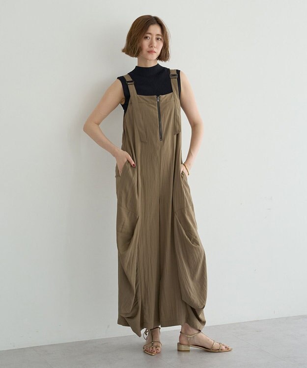 YECCA VECCA 【UVカット/接触冷感/遮熱】COOLコクーンサロペット Khaki