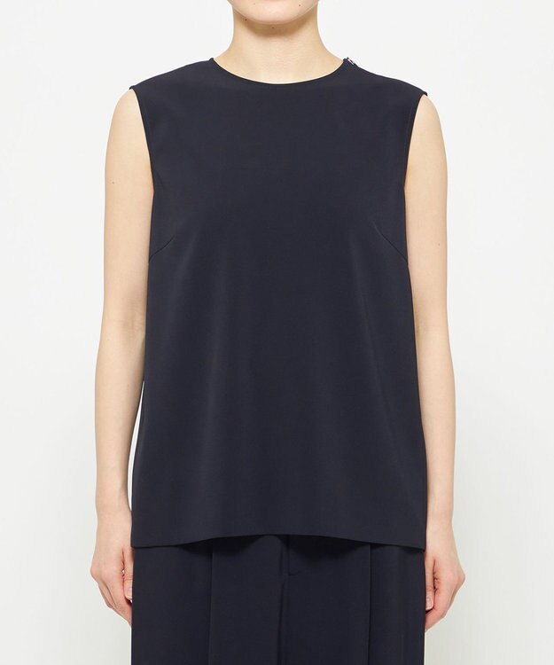 uncrave クールタッチツイル スリットブラウス ダークネイビー