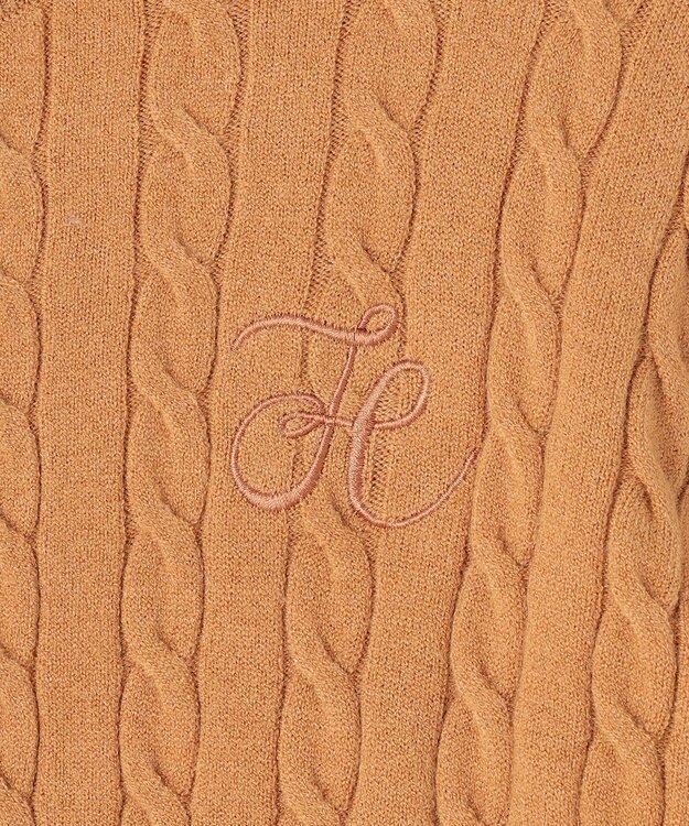 Feroux 【古畑星夏さん着用・アンサンブル】ロゴ刺繍入りケーブルアンサンブル ニット キャメル系