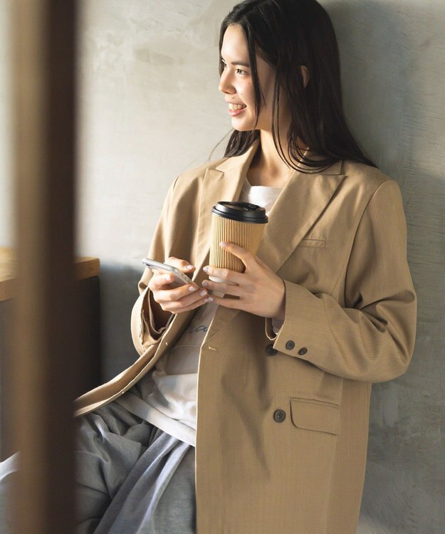 CRAFT STANDARD BOUTIQUE ストライプダブルジャケット Stripe Beige