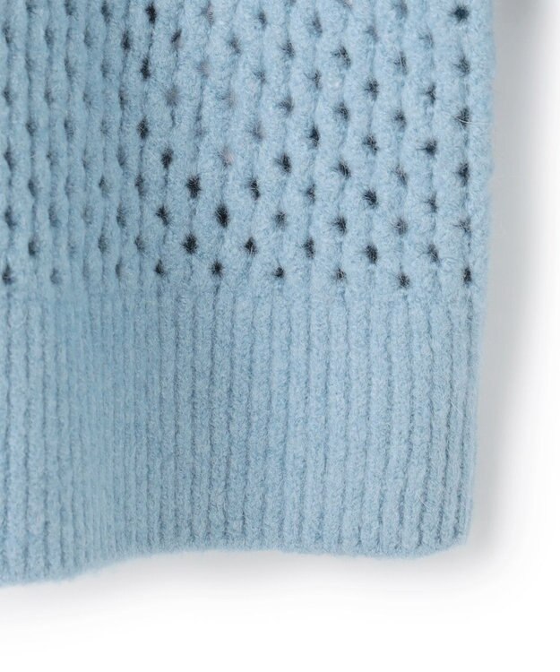 UNFILO L 【野呂佳代さん着用】ふわふわニット メッシュプルオーバー サックス