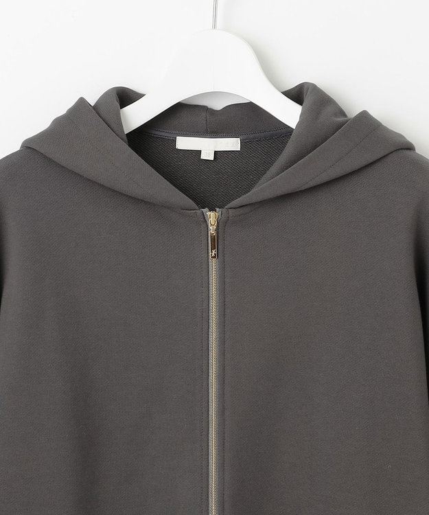 自由区 L クリアループバックジップ パーカー スレート