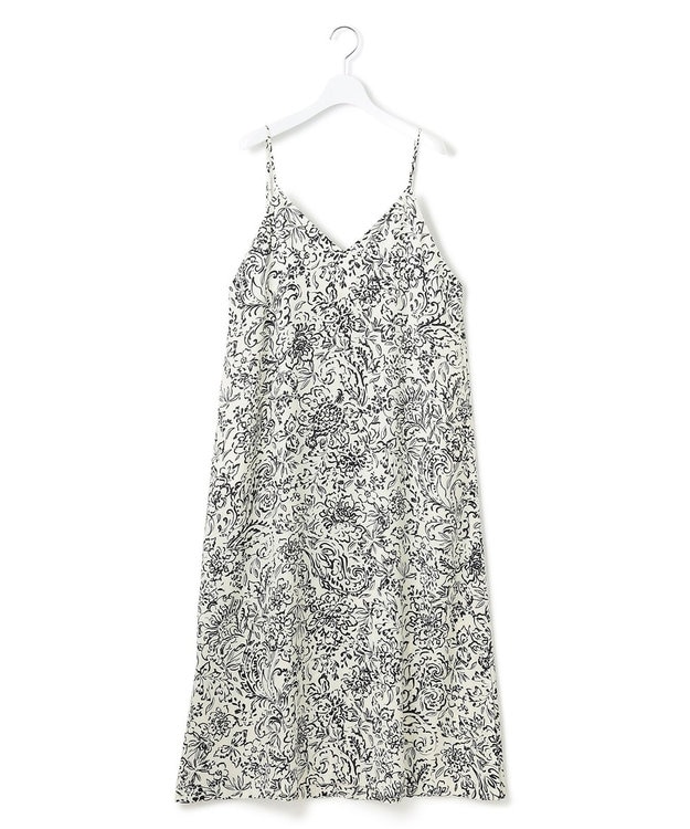 23区 【洗える】アンティークフラワープリント キャミソールワンピース ホワイトベース