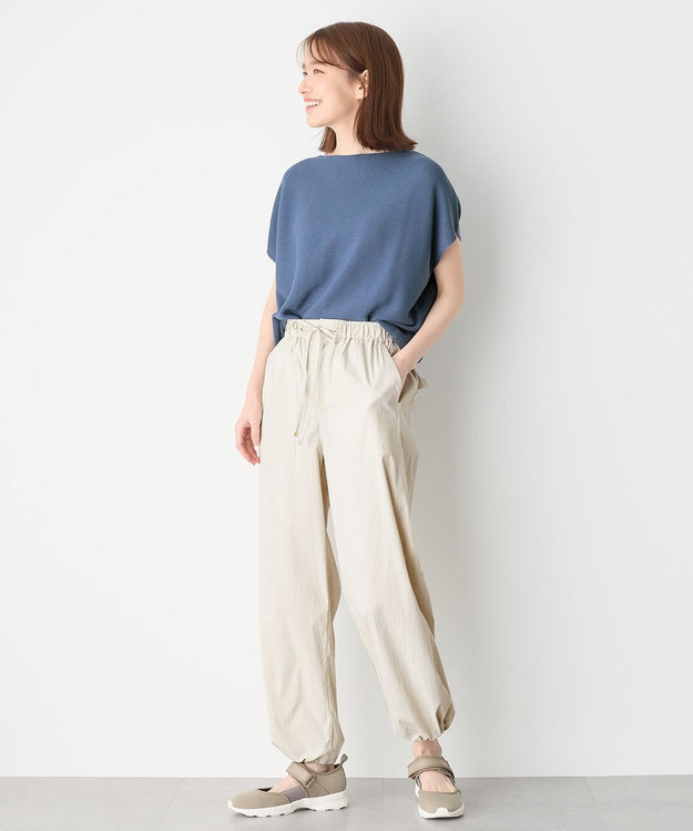 ANY 【洗濯機可/ウエストゴム】パラシュートパンツ ライトグレー