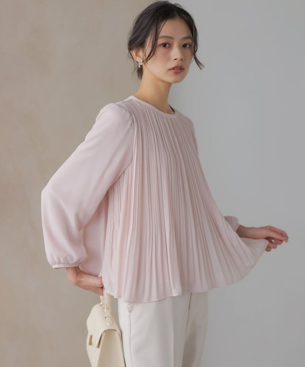 組曲 S 【WEB限定】ジョーゼットシフォンプリーツ ブラウス ピンク系