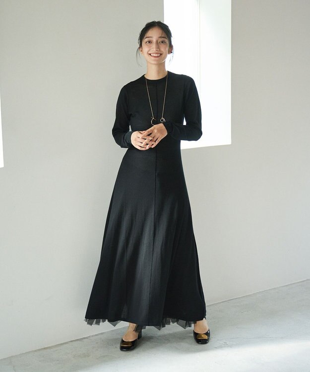 #Newans オーガンジーオリガミヘムスカート ブラック