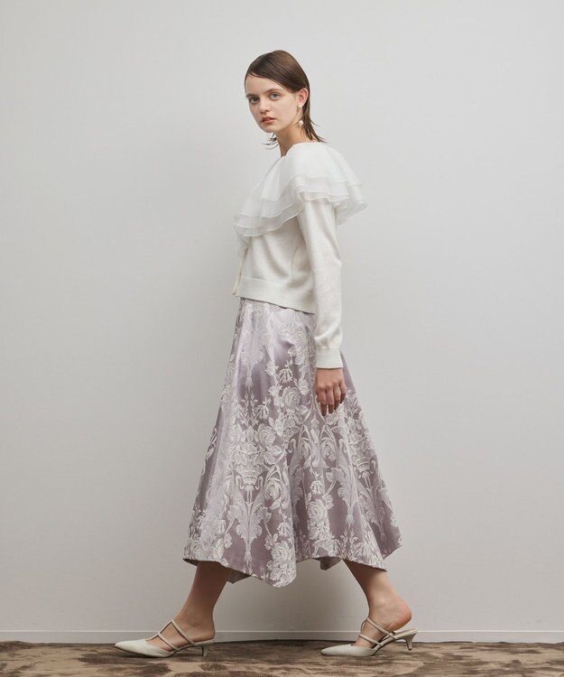 GRACE CONTINENTAL フリルニットカーディガン ホワイト