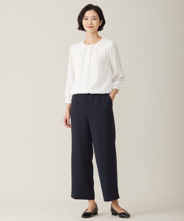 J.PRESS LADIES シャドーストライプ クルーネック カットソー ホワイト系1