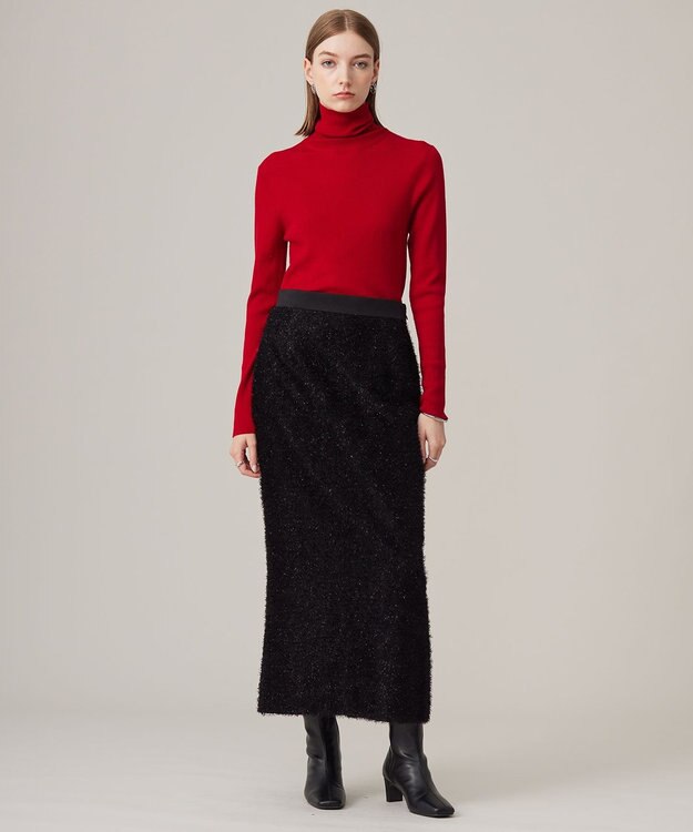 ICB L ルレックスヘアリージャカード ナロースカート ブラック系