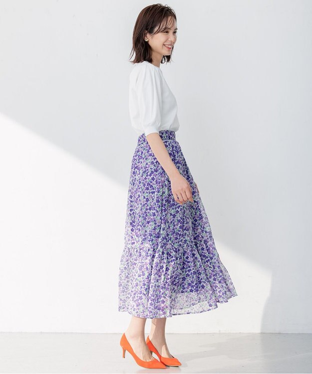 組曲 【23SS】ヴィンテージフラワープリント スカート パープル系5