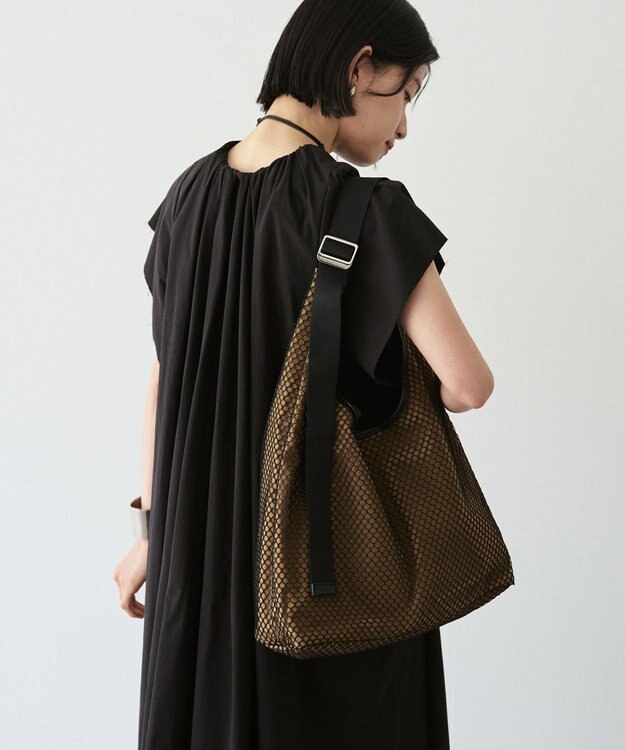 russet 【A4収納可能】メッシュホーボーバッグ(CE-1749) Black/BR
