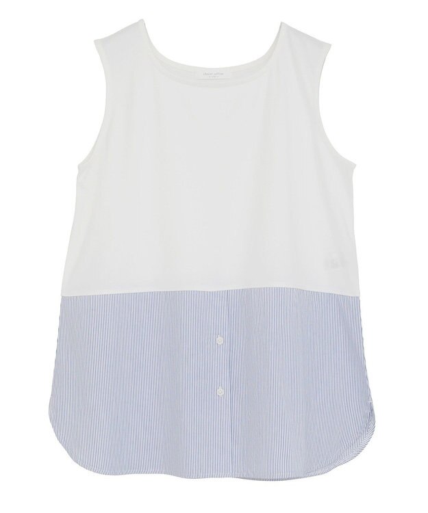 Green Parks ノースリーブドッキングホワイトインナー Stripe