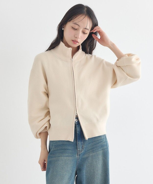 earth music&ecology ダブルジップカーディガン Ivory