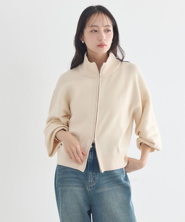 earth music&ecology ダブルジップカーディガン Ivory