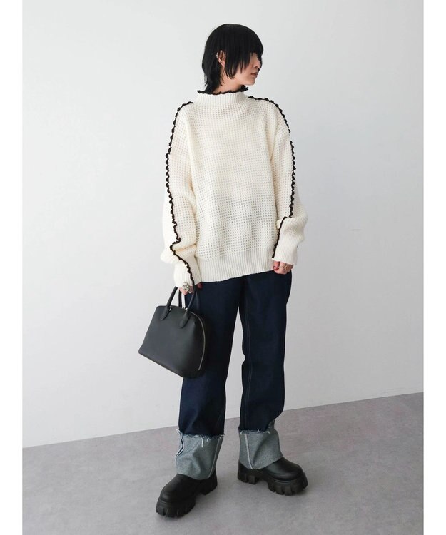 Green Parks ・Ｐｅｔｉｔ　Ｆｌｅｕｒ　ハイショクパイピングニット Off White