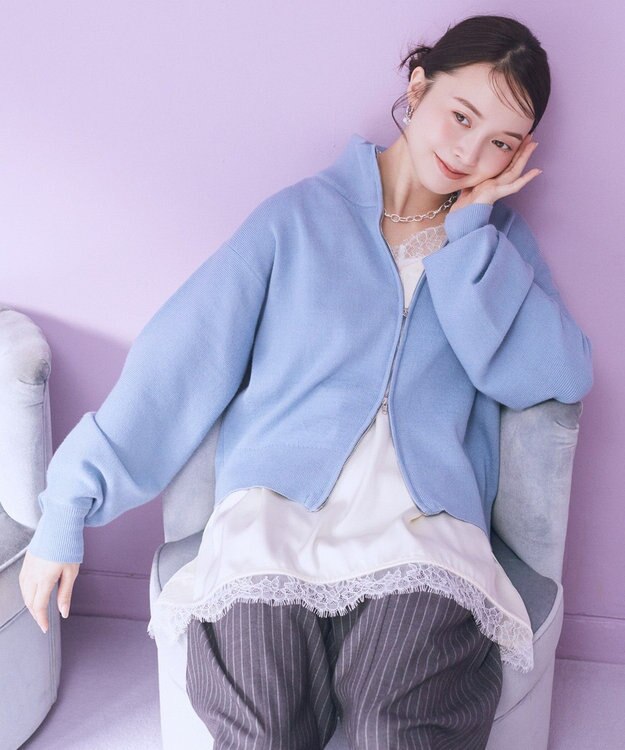 earth music&ecology ダブルジップカーディガン Light Blue