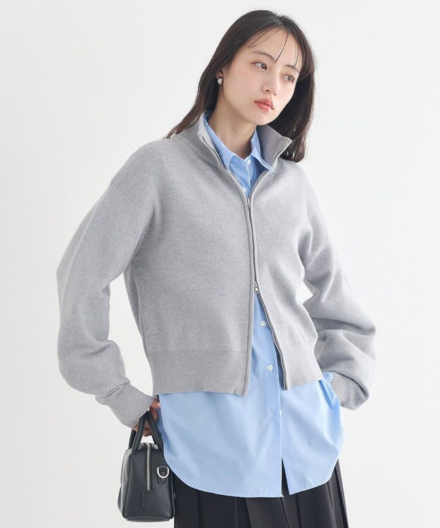 earth music&ecology ダブルジップカーディガン Gray Mixture