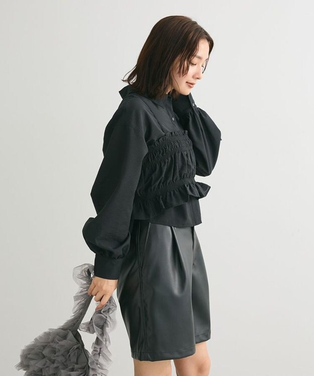 Green Parks ・ＥＬＥＮＣＡＲＥ　ＤＵＥ　ビスチェ付ショートシャツ Black