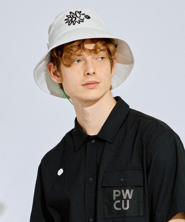 PW CIRCULUS 【手洗い洗濯可 / 小さくたためる】【UNISEX】NEW！ポケッタブルバケットハット  ゴルフ ホワイト系