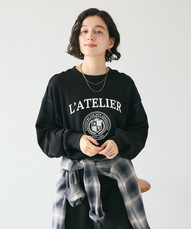 CRAFT STANDARD BOUTIQUE 配色ロゴメロープルオーバー Black