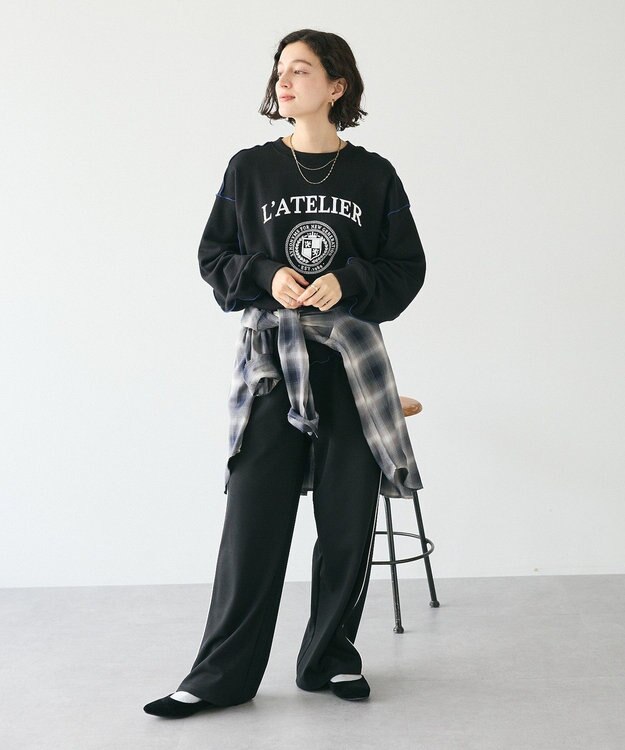 CRAFT STANDARD BOUTIQUE 配色ロゴメロープルオーバー Black