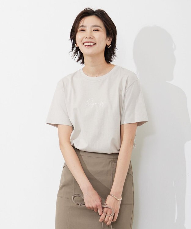 J.PRESS LADIES バック フォト Tシャツ ベージュ系