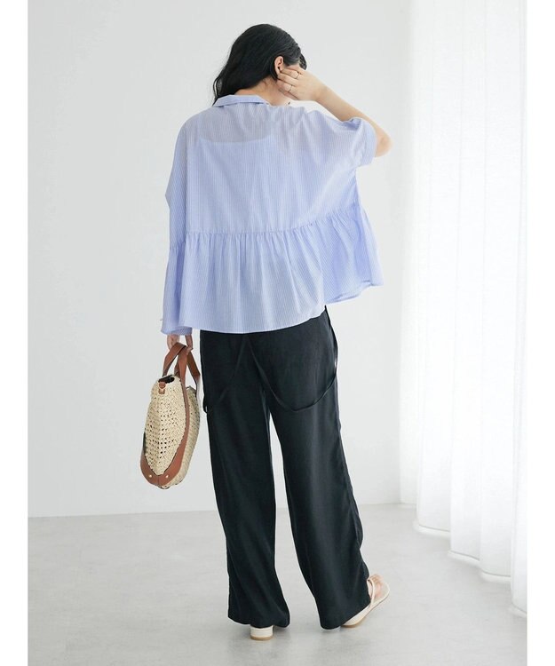 CRAFT STANDARD BOUTIQUE ペプラムブラウス Stripe Blue