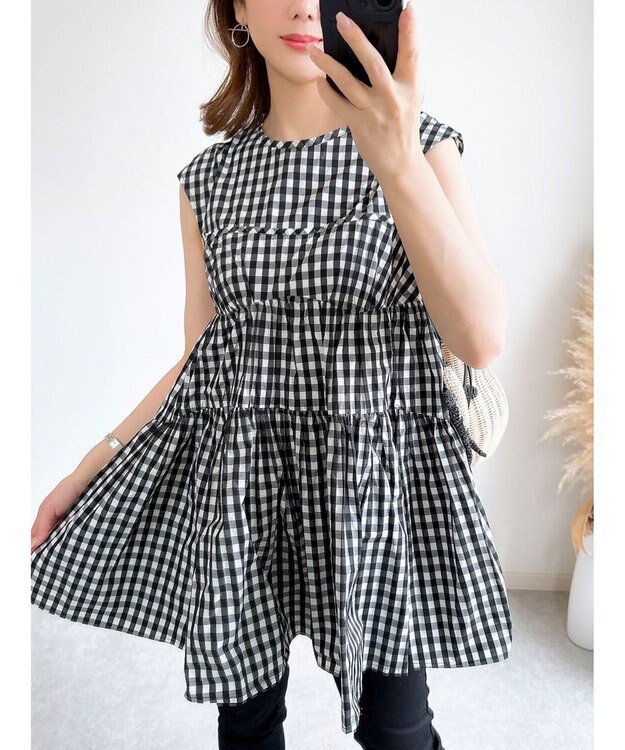Green Parks コルセット風ミニワンピースⅡ Gingham Check