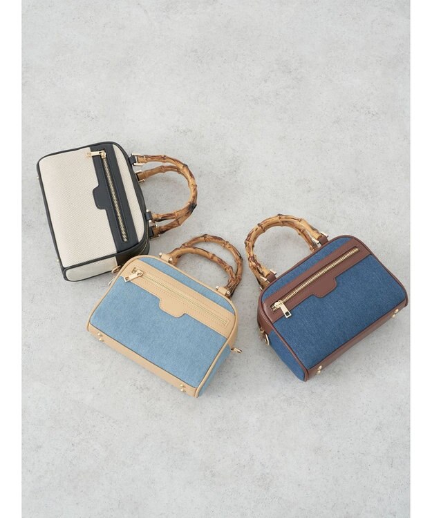 earth music&ecology バンブーテイストハンドルバッグ Beige