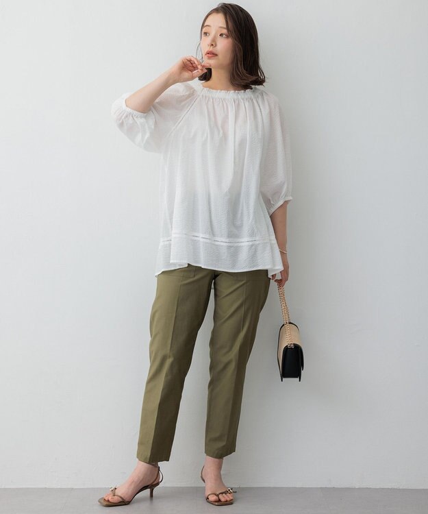 23区 S 【SLOW/一部店舗限定】コットンローンウェーブ ブラウス ホワイト系