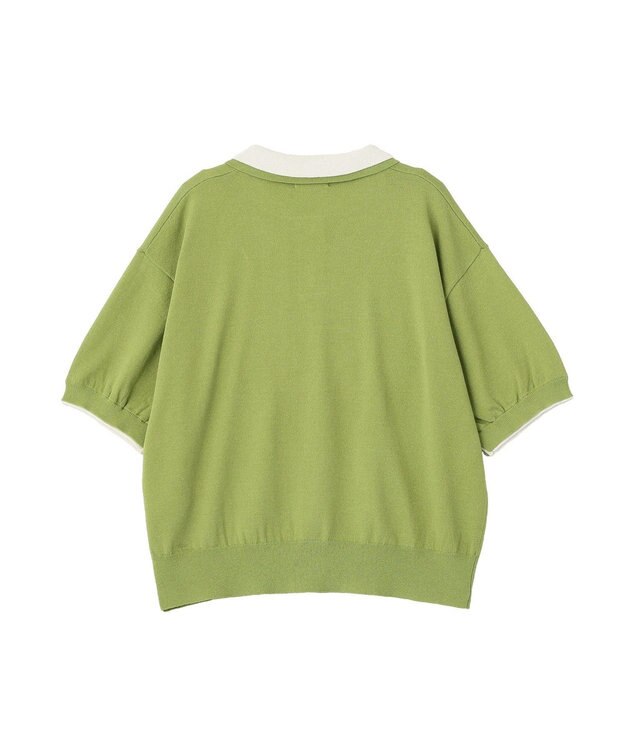 earth music&ecology バイカラーポロニット Green