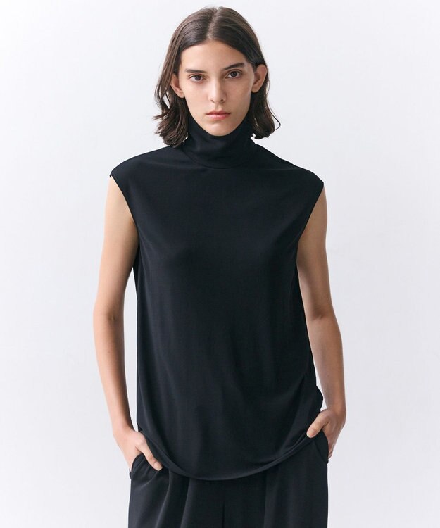 BEIGE， MELLE / ハイストレッチ ハイネックカットソー Black