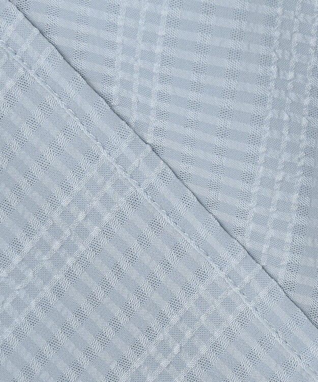 Feroux 【洗える】シャドーチェック ブラウス スカイブルー系2