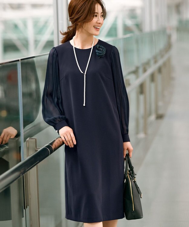 23区 パールトリミング コサージュ ネイビー系