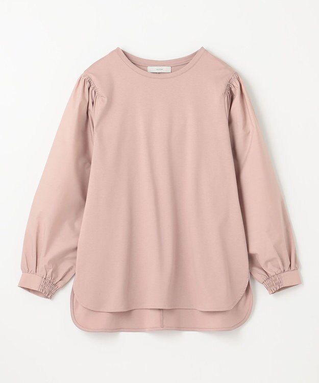 ANY 【洗濯機可】着映えるシャーリングトップス ピンク