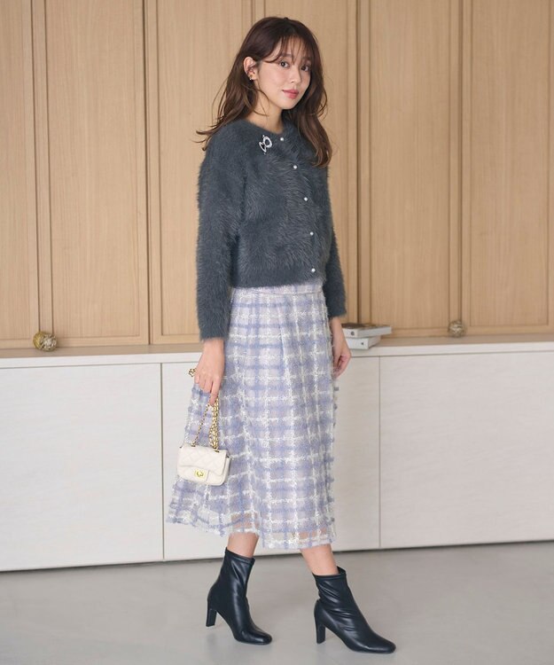 Feroux 【尾﨑真衣さんコラボ商品】フェザータッチニット カーディガン グレー系