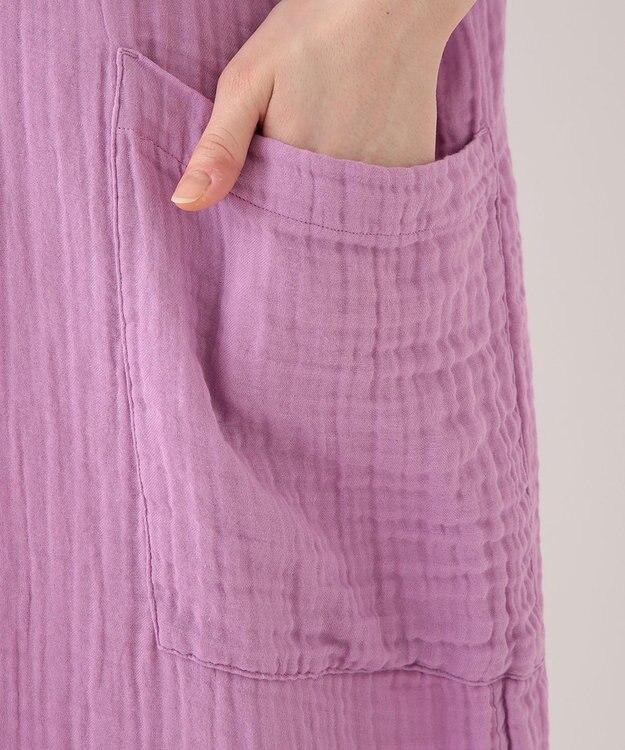 UCHINO クレープガーゼ 　パッチポケットワンピース ピンク